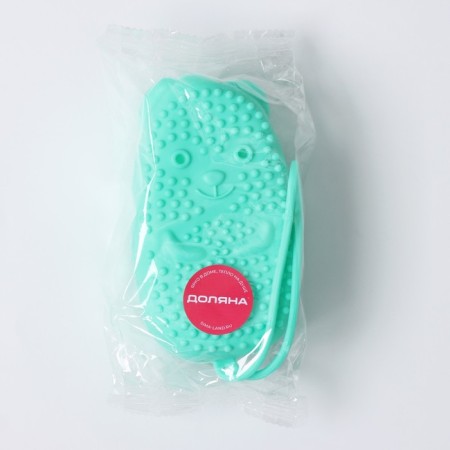 Silicone brush for the body with foam rubber "Mouse", green color-6