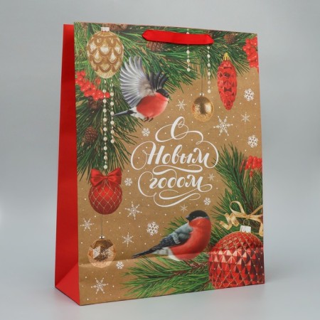Craft vertical "Bullfinch" package, l 31 x 40 x 11.5 cm, new year-3