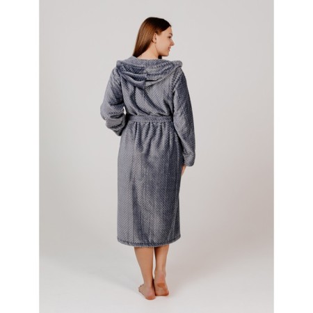 Women's robe with a hood, size 48, dark gray color-2