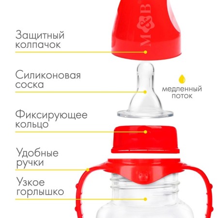 A bottle for feeding “Formula No. 1”, classic throat, 250 ml., 0 months, cylinder, with handles-1