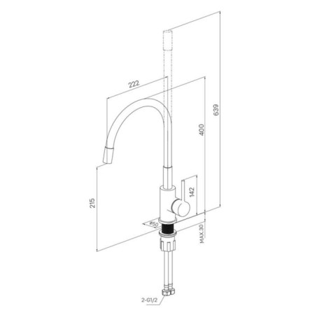 MILARDO MEAL M01SB0FM05 kitchen mixer, pour 241 mm, flexible surge, chromium-2