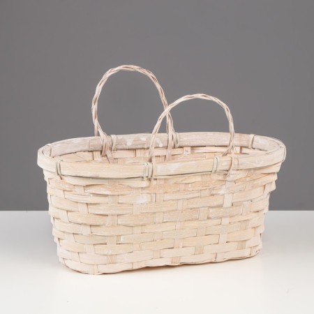 Wicker basket, 26x13x12 cm, white, bamboo-1