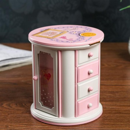 Casket Musical Mechanical Round 17x15 cm-6