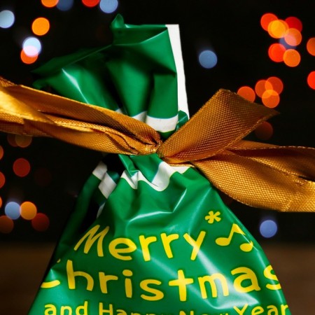 Polyethylene gift package "Merry Christmas!", With ties, 15*23cm-1