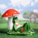 Garden figure "Frog under a mushroom with a book" 25x45x35cm