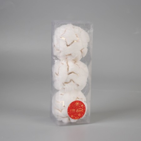 Set of balls plastic D-8 cm, 3 pcs "Tenderness" star, white-1