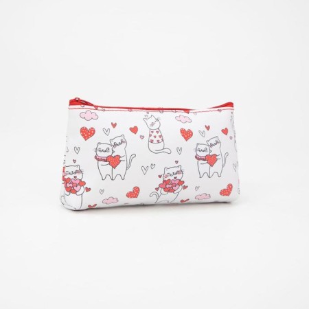 Cosmetic bag with lightning, white/red color-1