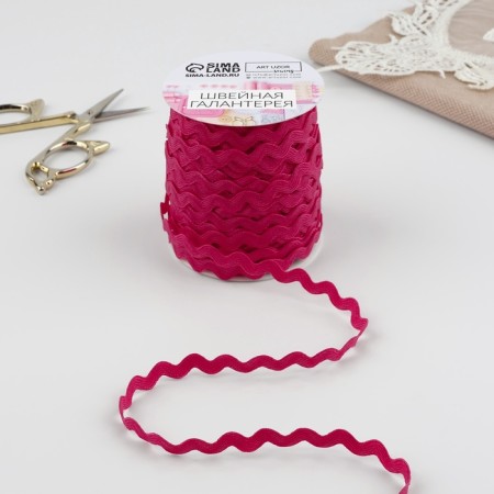 Decorative braid "Blood", 5 mm × 27 m ± 1 m, color bright pink No. 28-1