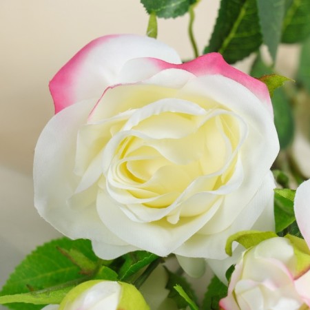 Artificial flowers "bush roses" 8x65 cm, white-1