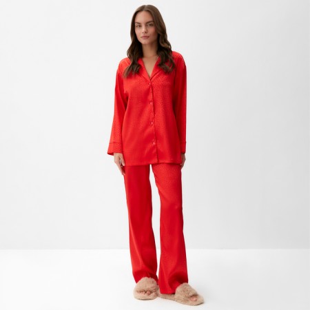 Women's pajamas (shirt, trousers) KAFTAN "Leopard", Red, p.40-42
