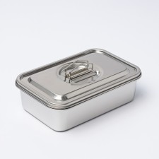 Stainless steel container 2 sections, 23 × 15.5 × 7, with a lid
