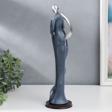 Souvenir Polystone "Kiss" rhinestones silver and blue 36x10x10 cm-3