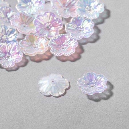 Plastic “flowers” ​​beads, set of 30 pcs., 1.3 × 1.3 × 0.2 cm, rainbow color-1