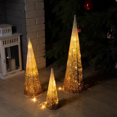 LED figure "Beige cones" 30, 45, 60 cm, textiles, metal, 220 V, glow warm white-2