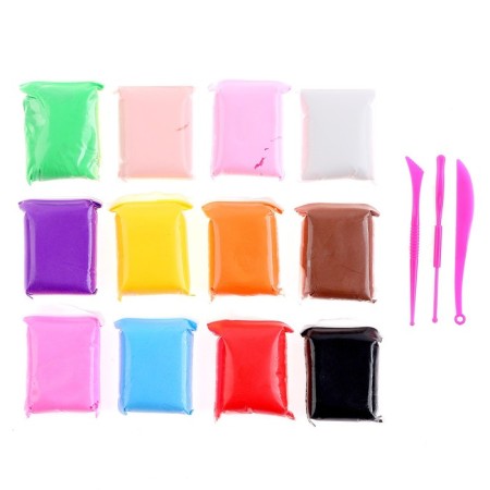 Plasticine is light, jumping, set of 12 colors, weight 1 color: 10 g, 3 tools-2