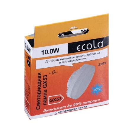 LED LED ECOLA, GX53, 10 W, 4200 K, 220 V, 27x75 mm, matte glass-4