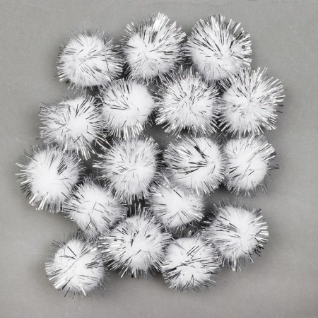 A set of parts for the decor “Bombs with a shine” set 18 pcs., Size 1 pcs: 2.5 cm, color white silver-1