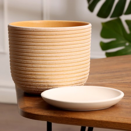 Pot Flower Vine Beige Boulers No. 2, 1.6 L, D - 15.2 cm-1
