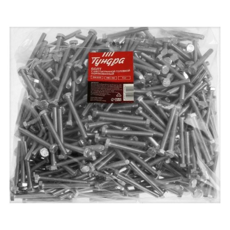 Bolt "Tundra Krep", with a hexagonal head, galvanized, Din933, M6x50 mm, 5 kg-3