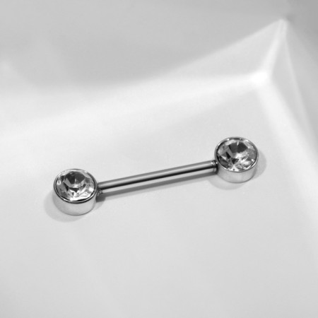Piercing for the chest "bar", white color in silver
