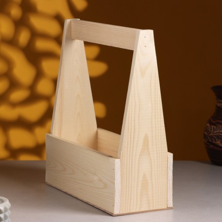 Kashpo wooden 27 × 11.5 × 9 (30.5) cm "Taiga Bonfire", with a pen, natural-1