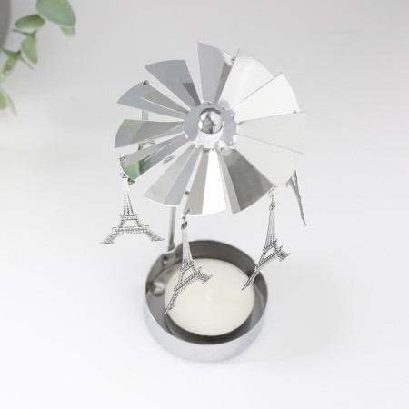 Summary Metal for 1 candle "Carousel. Paris" d = 5 cm silver 7.5x7.5x13 cm-4
