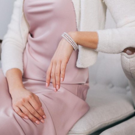 Bracelet pearls "spring" brightness, ball No. 6, white color in silver, d = 6 cm-3