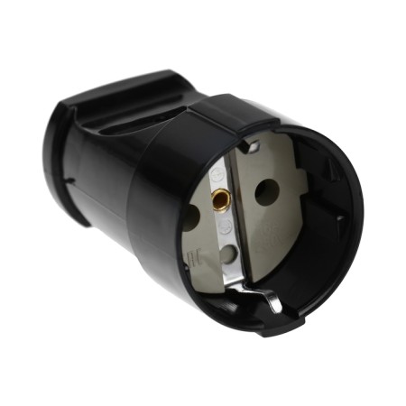 Cable socket, ABS plastic, straight line, s/h, 16a, 250b, IP20, black, 30459 4-4