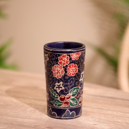 Jar wooden, batik 7x7x12 cm