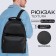 City backpack, textura made of artificial leather with zipper, outer pocket, black color