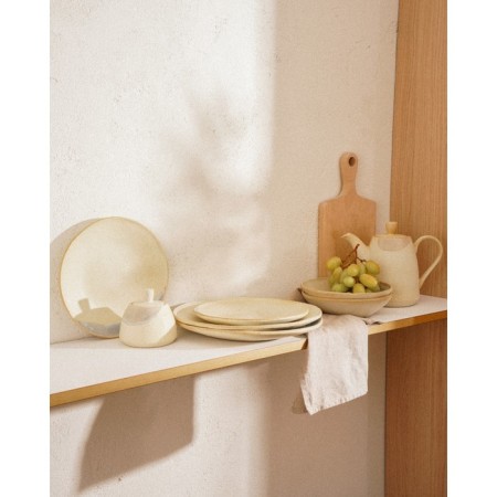 A set of porcelain plates SL Home "Wave Sardinia", d = 27.5 cm, beige color-7