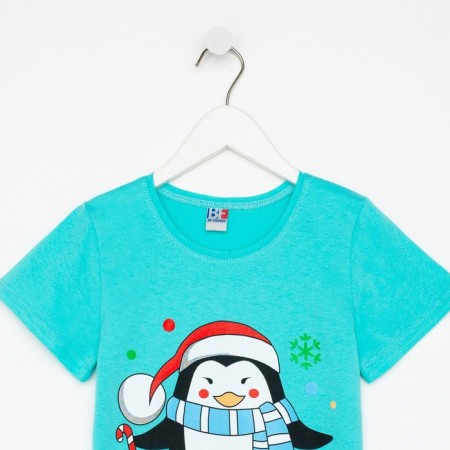 Children's T -shirt, turquoise color/penguin, height 110 cm-4