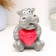 Piggy bank "Hippo with heart" Gray, 14cm