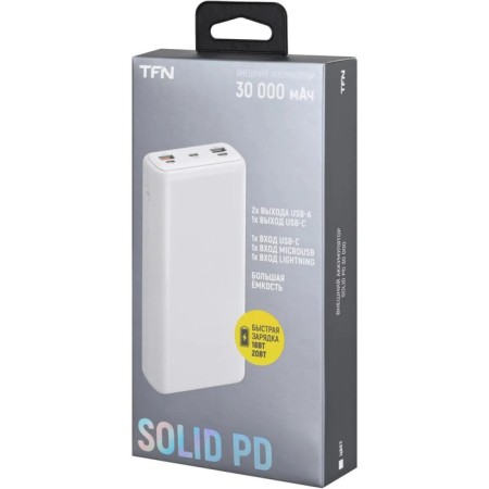 The external battery TFN Solid 30 PD, 2 USB, USB-C, fast charging, 30,000 mAh, white-9