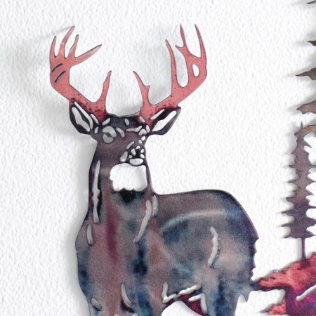 Panel Interior Metal "White -tailed deer in the forest" 26x28.2 cm-2