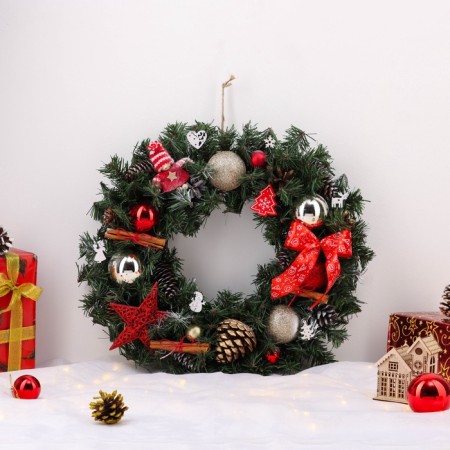 Festive wreath "New Year's star", 45 cm, handmade