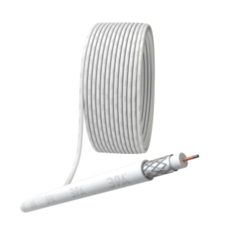 Coaxial cable RG-6U, 75 Ohms, CCS/(braid AL 48%), PVC, white color, 50 m bay, Simple