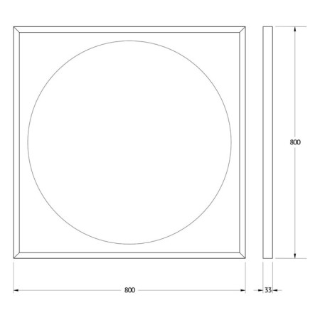 Mirror in a baguette frame with an extension of 18 W, 80x80 cm, sensory switch, neutral white with-1