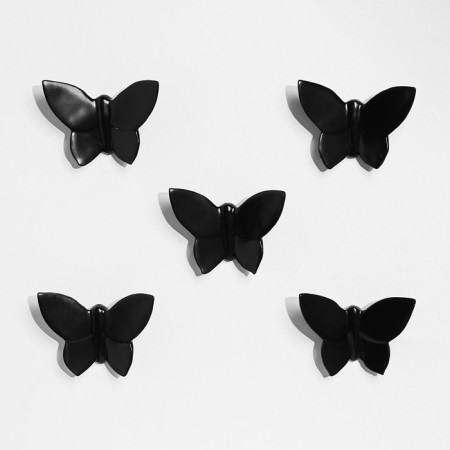 Wall -wall decor "Butterflies" 7.5 x 10.5 cm, black, (set 5 pcs)-2