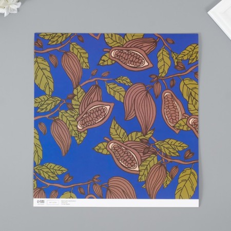 Scrapbooking paper "Cocoa on blue" density 180 grams set 5 pcs 30.5x32 cm-2