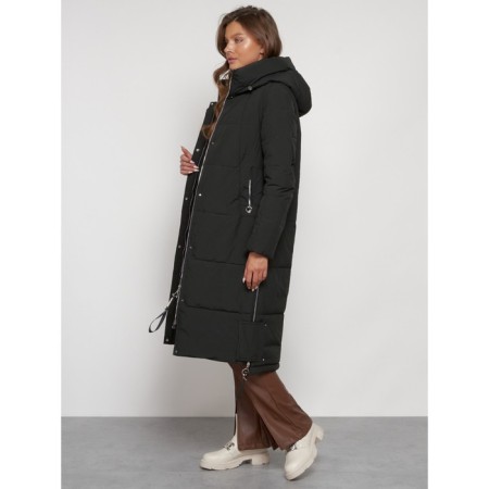 Coat insulated winter female, size 44, dark green color-1