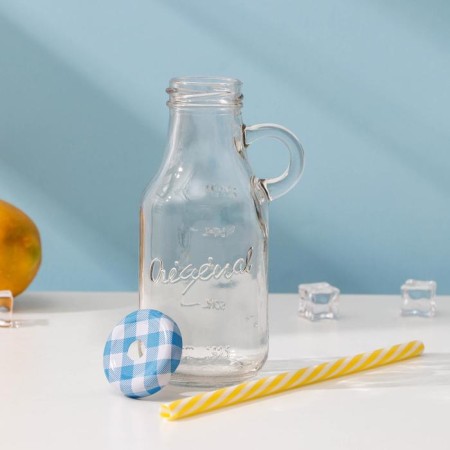 Glass bottle with a lid and a tube, 200 ml, 7.5 × 6 × 14.5 cm, color mix-3