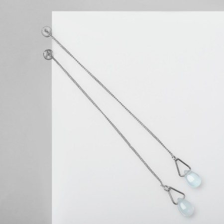 Hanging earrings with rhinestones "chains" ice floe, color mix, 9 cm-1