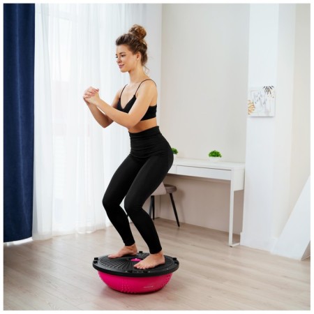 Half -sphere BOSU gymnastic onlytop, massage, with a pump, 55x25 cm, pink color-4