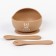 Baby plate on a suction cup and cutlery, m & b, beige