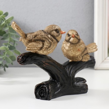 Polystone souvenir "Two golden birds on a branch" 20x6x14 cm-1