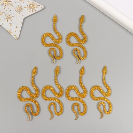 Decor "Golden Snake" Foam Glitter, 7 cm (set 6 pcs)-1