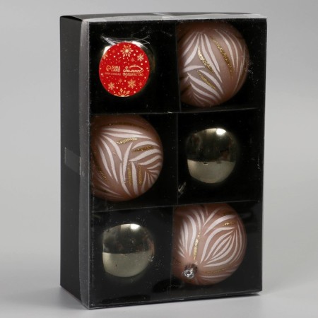 Set of balls plastic D-7.5 cm, 6 pcs "Frosty mild" Strohahs, mix-1
