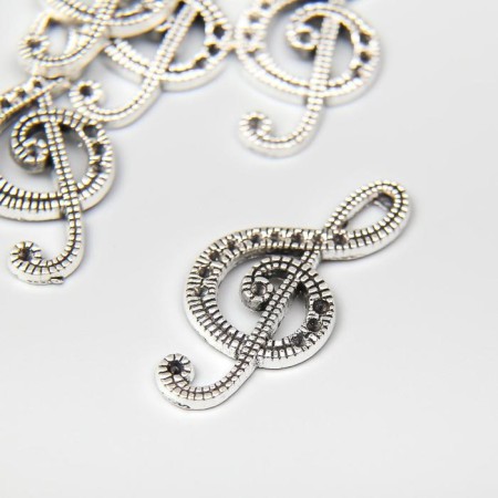 Decor Metal for creativity "Large violin key" silver 3.3x1.5 cm