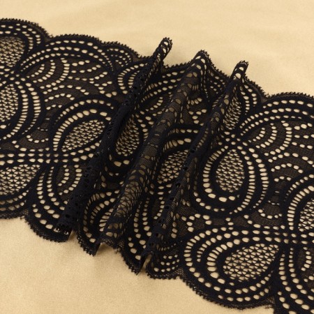 Lace elastic fabric "Infinity", 180 mm × 2.7 ± 0.5 m, black color-2